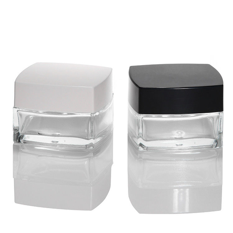 Petits pots de crème en verre clair crème pour les yeux en verre clair en forme carrée cosmétiques pots de crème