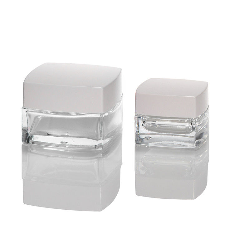 Petits pots de crème en verre clair crème pour les yeux en verre clair en forme carrée cosmétiques pots de crème