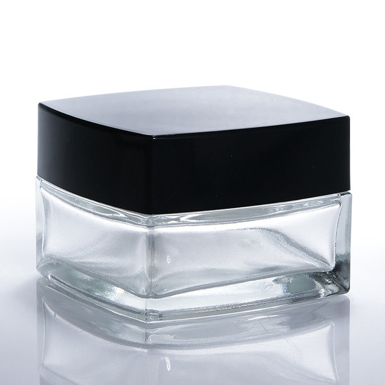 Petits pots de crème en verre clair crème pour les yeux en verre clair en forme carrée cosmétiques pots de crème