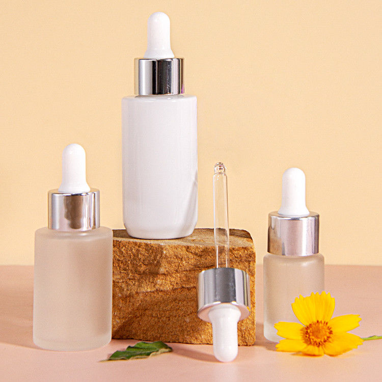 Luxe 1 oz 2 oz 20 ml 30 ml 50 ml cosmétique vide épaule plate sérum huile essentielle bouteille gouttelette en verre