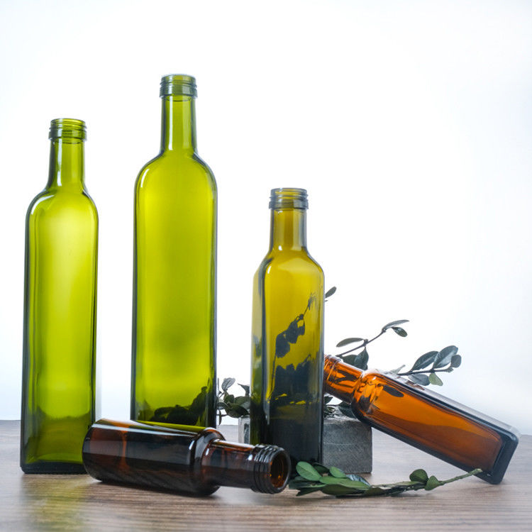 Couleur verte Verre clair Carré Ronde Bouteilles d' huile d' olive 125 ml 250 ml 500 ml 750 ml 1000 ml