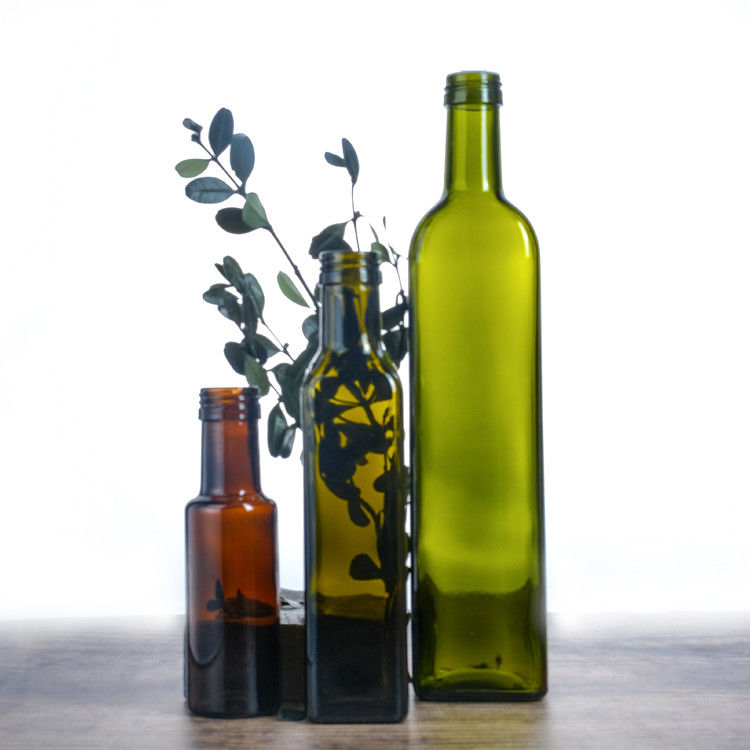 500 ml 750 ml Bouteilles de verre plates carrées d' huile d' olive avec bouchon de liège ou de vis