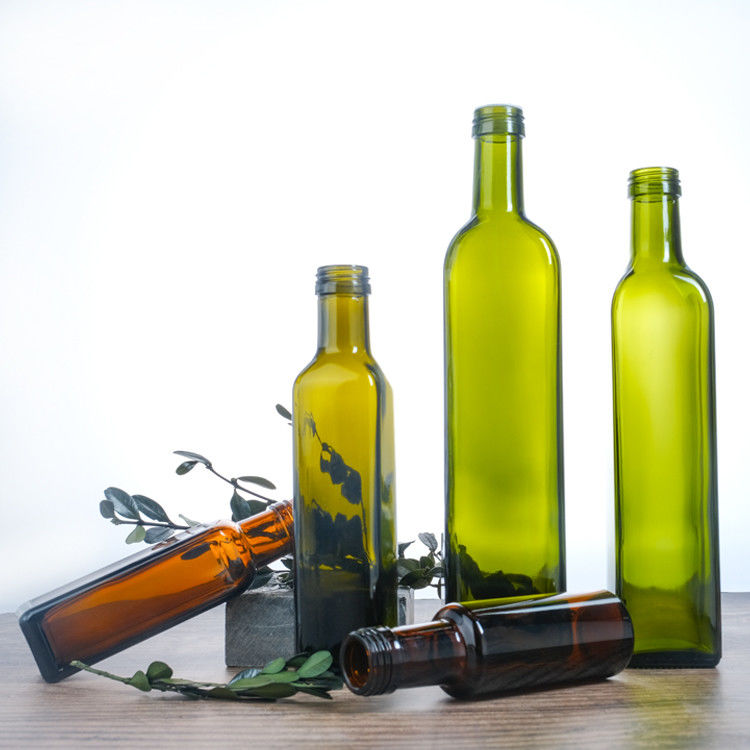 500 ml 750 ml Bouteilles de verre plates carrées d' huile d' olive avec bouchon de liège ou de vis