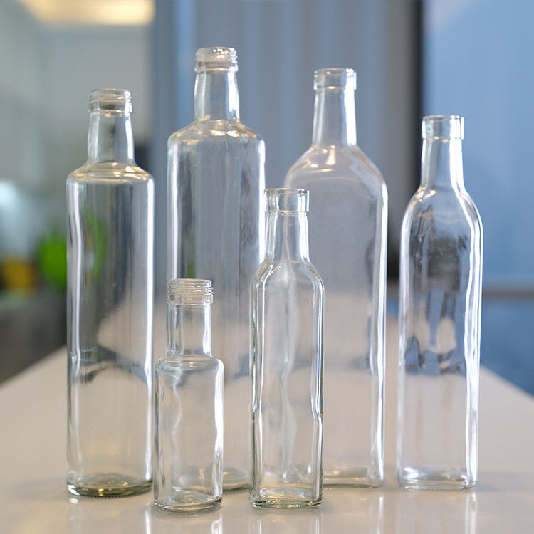 Produits alimentaires 250 ml 500 ml 750 ml Bouteilles d'huile d'olive en verre marasca ronde claire avec bouchon