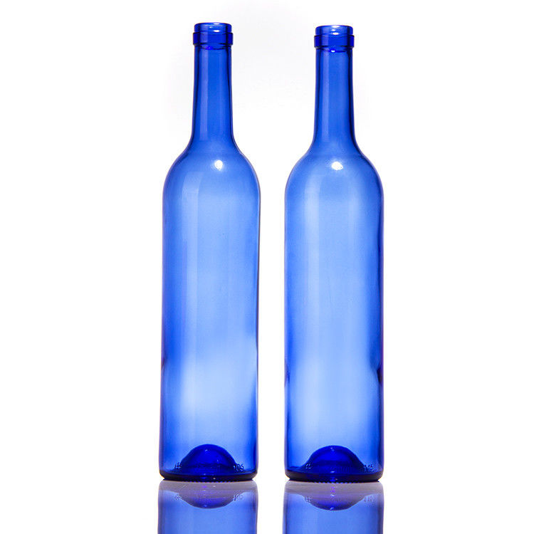 Bouteille en verre vide d' huile bleu ambre 750 ml de bière sèche de vin rouge avec couvercle