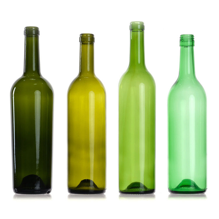 Bouteilles de vin de Bordeaux en verre rond vert ambre clair 750 ml avec bouchon de bouchon de liège