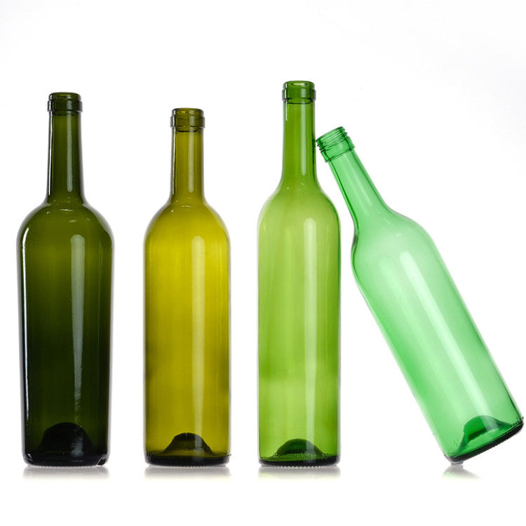 Bouteilles de vin de Bordeaux en verre rond vert ambre clair 750 ml avec bouchon de bouchon de liège