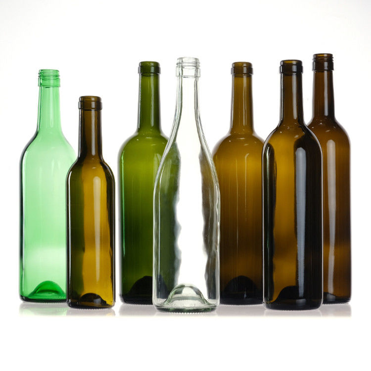 Bouteilles de vin de Bordeaux en verre rond vert ambre clair 750 ml avec bouchon de bouchon de liège