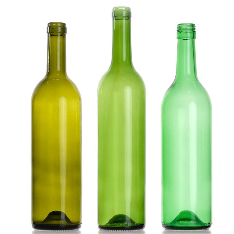 Bouteilles de vin de Bordeaux en verre rond vert ambre clair 750 ml avec bouchon de bouchon de liège