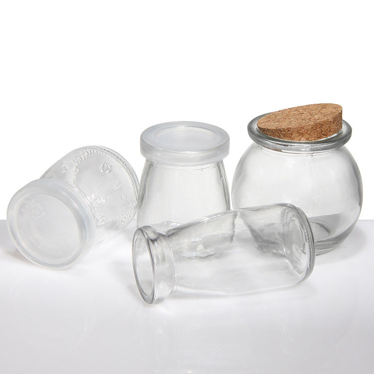 100 ml 200 ml mini rond verre clair lait yaourt pudding bocal avec bouchon en bois