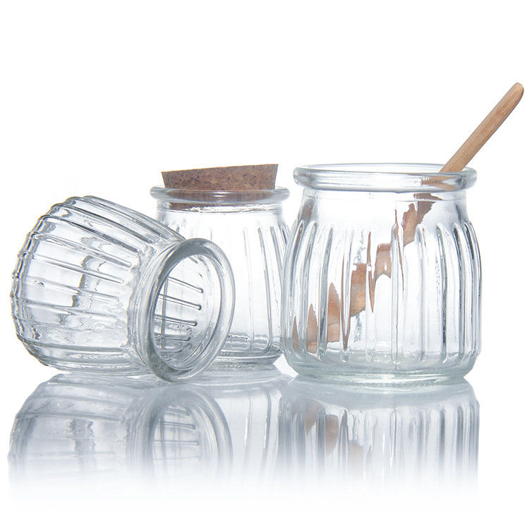 100 ml 200 ml mini rond verre clair lait yaourt pudding bocal avec bouchon en bois