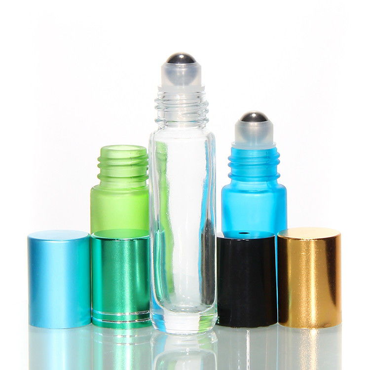 Bouteilles en verre à rouleaux d' huiles essentielles bouteille en acier à rouleaux de 10 ml bouteille en ambre en rouleau sur bouteille de parfum