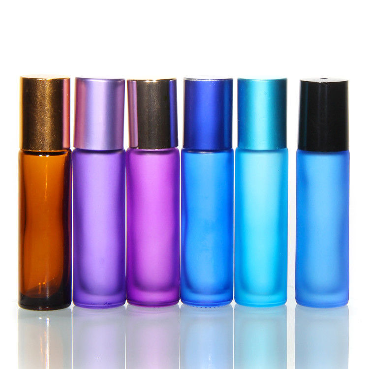 Bouteilles en verre à rouleaux d' huiles essentielles bouteille en acier à rouleaux de 10 ml bouteille en ambre en rouleau sur bouteille de parfum