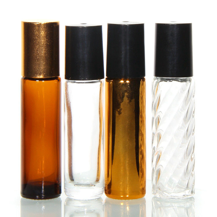 Bouteilles en verre à rouleaux d' huiles essentielles bouteille en acier à rouleaux de 10 ml bouteille en ambre en rouleau sur bouteille de parfum
