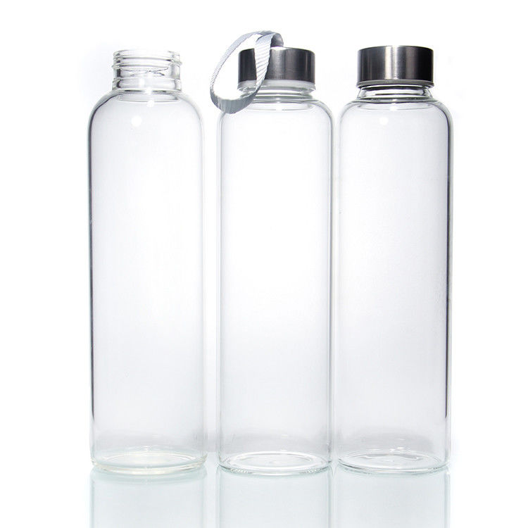Bouteilles en verre Eco-friendly Bpa libre Couvercle en acier inoxydable 500 ml Bouteille d'eau potable en verre