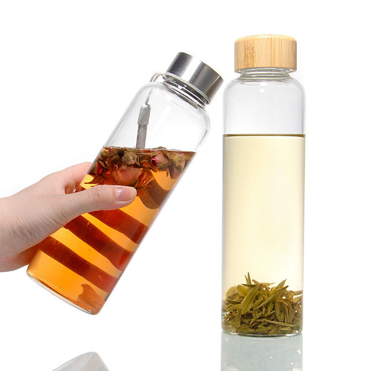 Bouteilles en verre Eco-friendly Bpa libre Couvercle en acier inoxydable 500 ml Bouteille d'eau potable en verre