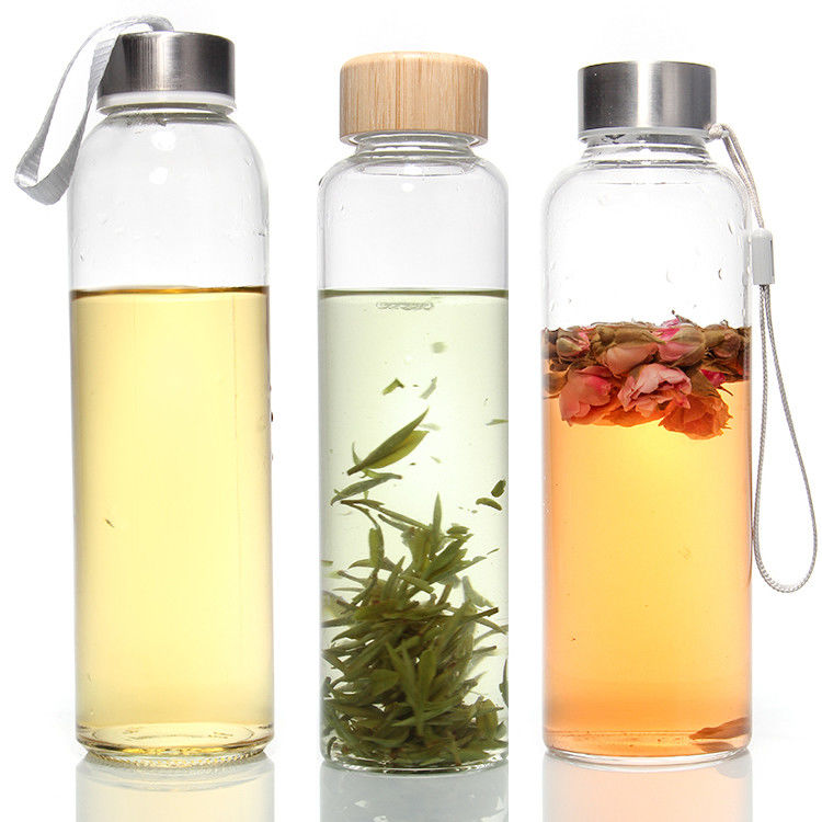 750 ml Nouveau logo écologique personnalisé Bouteille d'eau en verre avec poche à manches en tissu